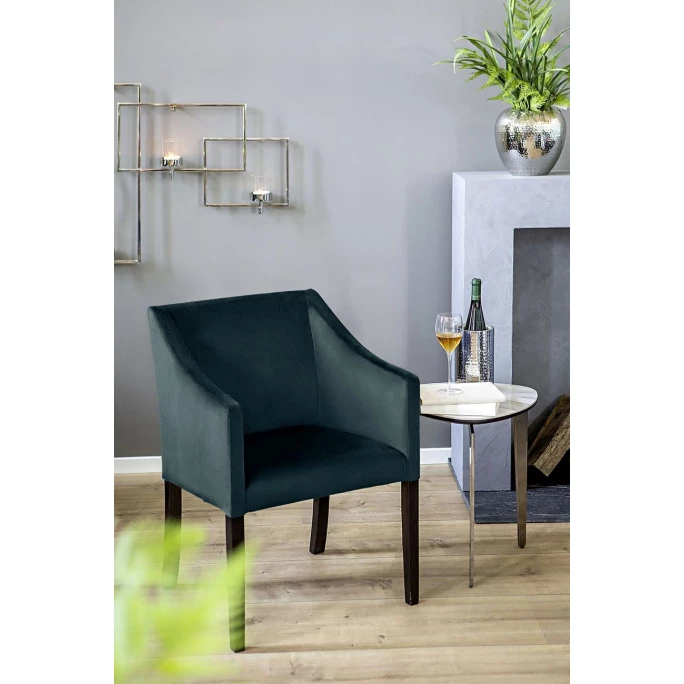 Fink Living MARTIN Velvet Polsterstuhl Mit Armlehnen - B 60 Cm - H 84 Cm - T 61 Cm - Petrol – Bild 3