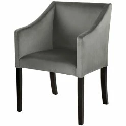 Fink Living MARTIN Velvet Polsterstuhl Mit Armlehnen - B 60 Cm - H 84 Cm - T 61 Cm - Grau