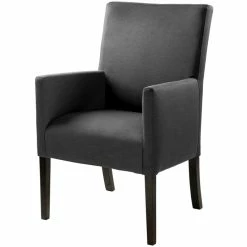 Fink Living DAVID Polsterstuhl In Leinenoptik Mit Armlehnen - B 60 Cm - H 95 Cm - T 63 Cm - Dunkelgrau