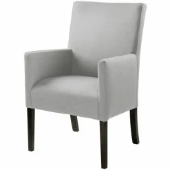 Fink Living DAVID Polsterstuhl In Leinenoptik Mit Armlehnen - B 60 Cm - H 95 Cm - T 63 Cm - Hellgrau