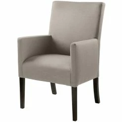 Fink Living DAVID Polsterstuhl In Leinenoptik Mit Armlehnen - B 60 Cm - H 95 Cm - T 63 Cm - Taupe