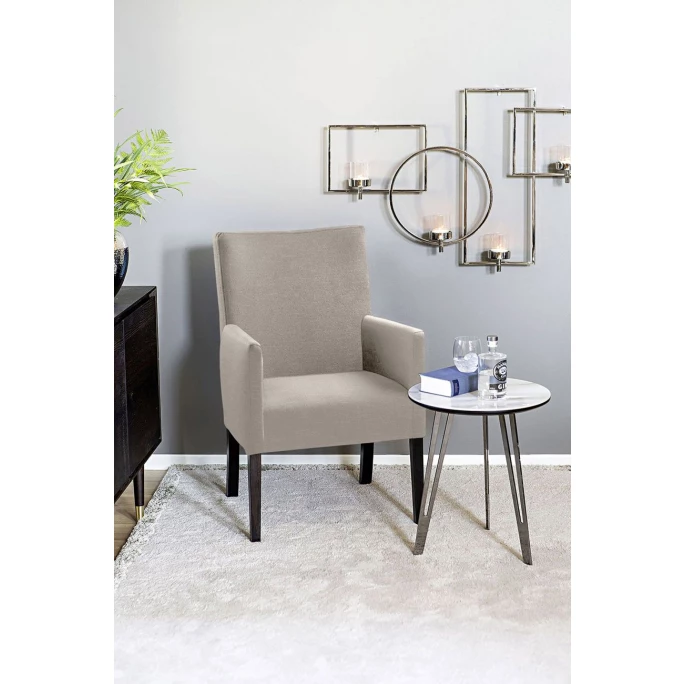 Fink Living DAVID Polsterstuhl In Leinenoptik Mit Armlehnen - B 60 Cm - H 95 Cm - T 63 Cm - Taupe – Bild 5