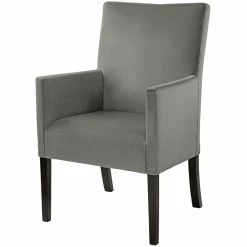 Fink Living DAVID Velvet Polsterstuhl Mit Armlehnen - B 60 Cm - H 95 Cm - T 63 Cm - Grau