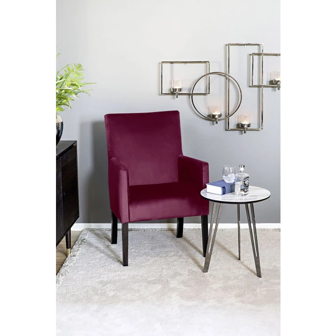 Fink Living DAVID Velvet Polsterstuhl Mit Armlehnen - B 60 Cm - H 95 Cm - T 63 Cm - Dunkelrot – Bild 5