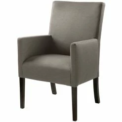 Fink Living DAVID Polsterstuhl In Leinenoptik Mit Armlehnen - B 60 Cm - H 95 Cm - T 63 Cm - Stone