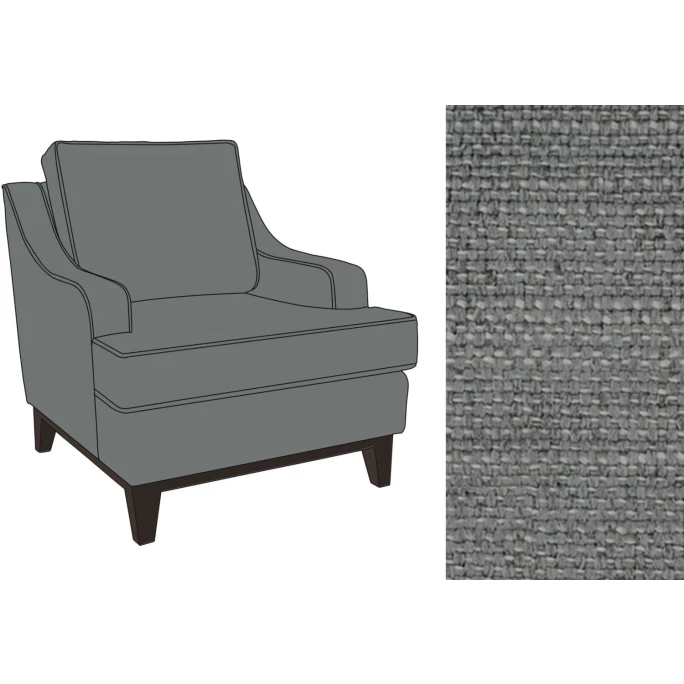 Fink Living STUART Sessel In Leinenoptik - B 84 Cm - H 94 Cm - T 100 Cm - Mittelgrau – Bild 5