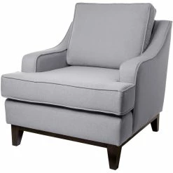 Fink Living STUART Sessel In Leinenoptik - B 84 Cm - H 94 Cm - T 100 Cm - Hellgrau