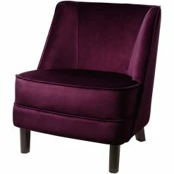 Fink Living DAVE Velvet Sessel - B 67 Cm - H 81 Cm - T 63 Cm - Dunkel Rot
