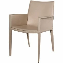 Fink Living JOHN Stuhl Aus Recyceltem Leder - B 60 Cm - H 82 Cm - T 56 Cm - Champagner