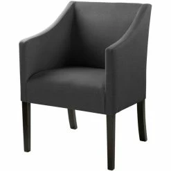 Fink Living MARTIN Polsterstuhl In Leinenoptik Mit Armlehnen - B 60 Cm - H 84 Cm - T 61 Cm - Dunkelgrau