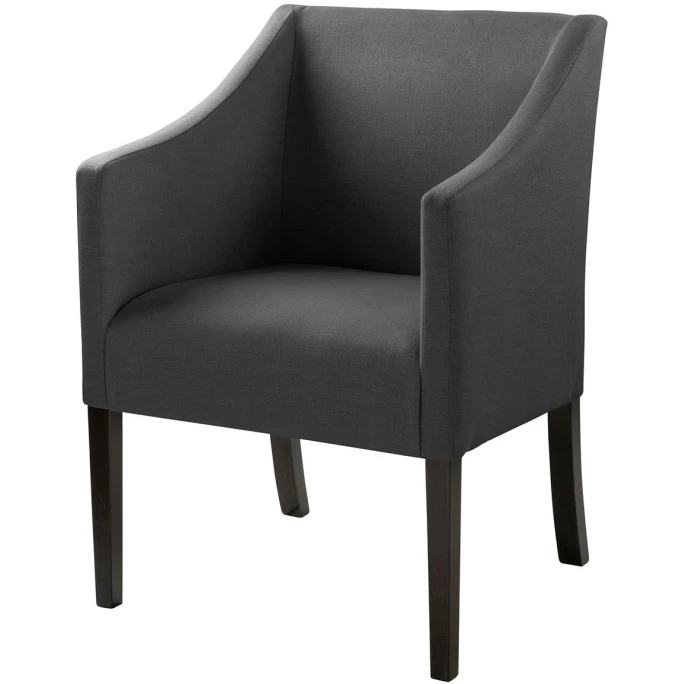 Fink Living MARTIN Polsterstuhl In Leinenoptik Mit Armlehnen - B 60 Cm - H 84 Cm - T 61 Cm - Dunkelgrau