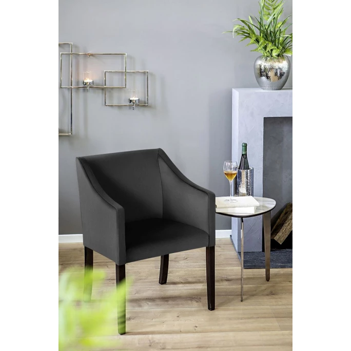 Fink Living MARTIN Polsterstuhl In Leinenoptik Mit Armlehnen - B 60 Cm - H 84 Cm - T 61 Cm - Dunkelgrau – Bild 6