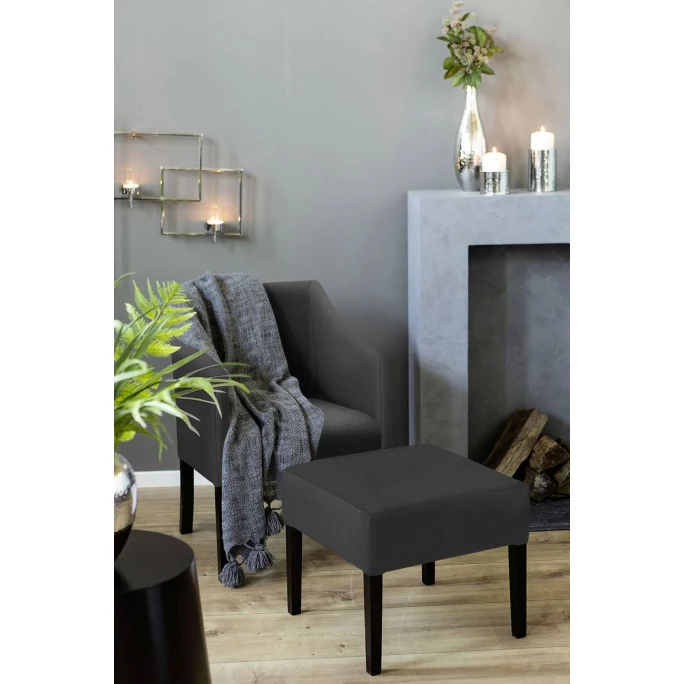 Fink Living MARTIN Polsterstuhl In Leinenoptik Mit Armlehnen - B 60 Cm - H 84 Cm - T 61 Cm - Dunkelgrau – Bild 7