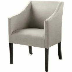 Fink Living MARTIN Polsterstuhl In Leinenoptik Mit Armlehnen - B 60 Cm - H 84 Cm - T 61 Cm - Taupe