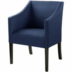 Fink Living MARTIN Polsterstuhl In Leinenoptik Mit Armlehnen - B 60 Cm - H 84 Cm - T 61 Cm - Blau