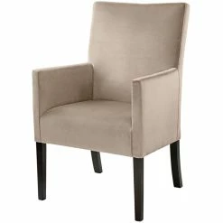 Fink Living DAVID Magic Velvet Polsterstuhl Mit Armlehnen - B 60 Cm - H 95 Cm - T 63 Cm - Creme