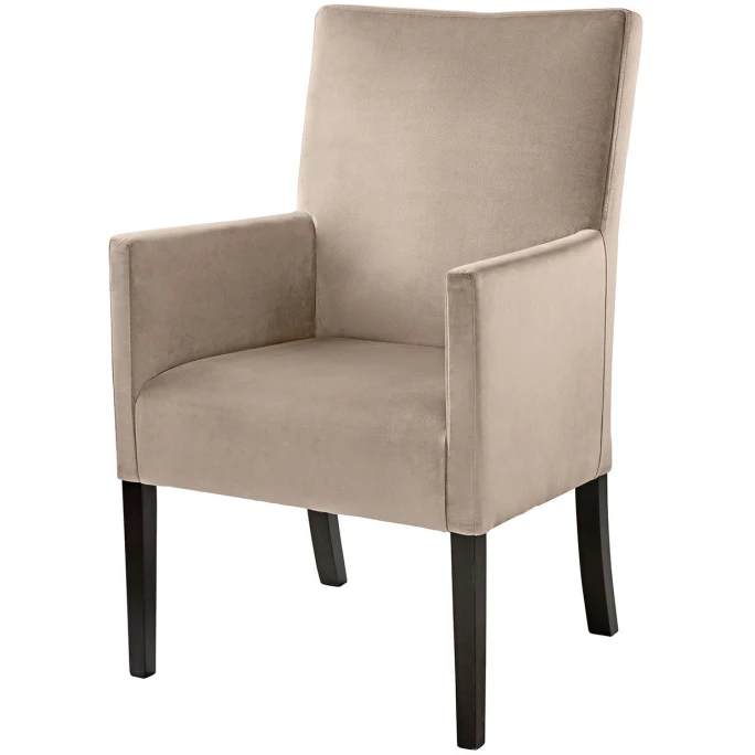 Fink Living DAVID Magic Velvet Polsterstuhl Mit Armlehnen - B 60 Cm - H 95 Cm - T 63 Cm - Creme