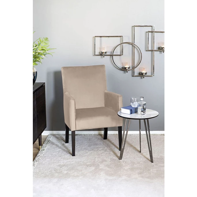 Fink Living DAVID Magic Velvet Polsterstuhl Mit Armlehnen - B 60 Cm - H 95 Cm - T 63 Cm - Creme – Bild 6