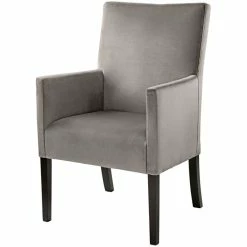 Fink Living DAVID Magic Velvet Polsterstuhl Mit Armlehnen - B 60 Cm - H 95 Cm - T 63 Cm - Zink