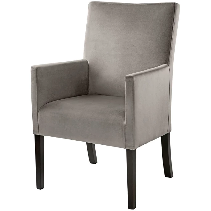 Fink Living DAVID Magic Velvet Polsterstuhl Mit Armlehnen - B 60 Cm - H 95 Cm - T 63 Cm - Zink