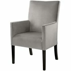 Fink Living DAVID Magic Velvet Polsterstuhl Mit Armlehnen - B 60 Cm - H 95 Cm - T 63 Cm - Hellgrau