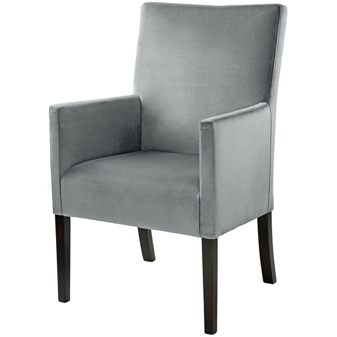 Fink Living DAVID Magic Velvet Polsterstuhl Mit Armlehnen - B 60 Cm - H 95 Cm - T 63 Cm - Dunkelgrau