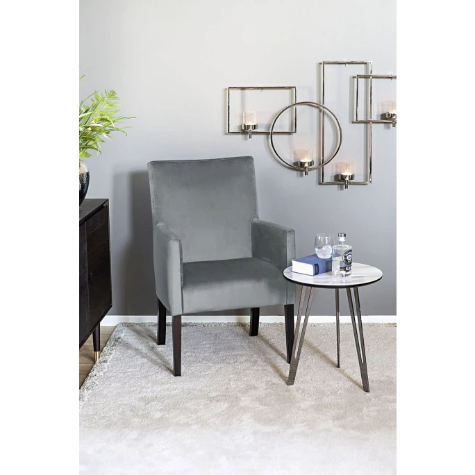 Fink Living DAVID Magic Velvet Polsterstuhl Mit Armlehnen - B 60 Cm - H 95 Cm - T 63 Cm - Dunkelgrau – Bild 6