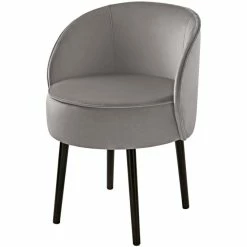 Fink Living JAMIE Magic Velvet Polsterstuhl - B 59 Cm - H 75 Cm - T 57 Cm - Hellgrau