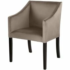Fink Living MARTIN Magic Velvet Polsterstuhl Mit Armlehnen - B 60 Cm - H 84 Cm - T 61 Cm - Taupe