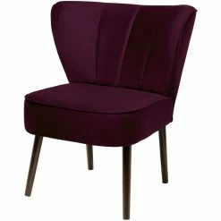 Fink Living BRADY Velvet Polsterstuhl - B 67 Cm - H 76 Cm - T 67 Cm - Dunkelrot