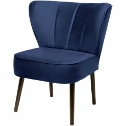 Fink Living BRADY Velvet Polsterstuhl - B 67 Cm - H 76 Cm - T 67 Cm - Dunkelblau