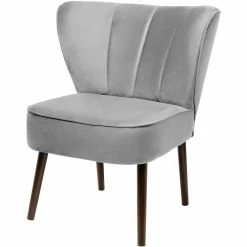 Fink Living BRADY Magic Velvet Polsterstuhl - B 67 Cm - H 76 Cm - T 67 Cm - Hellgrau