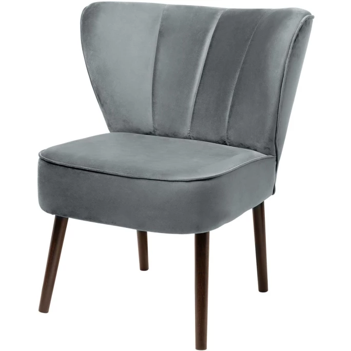 Fink Living BRADY Magic Velvet Polsterstuhl - B 67 Cm - H 76 Cm - T 67 Cm - Dunkelgrau