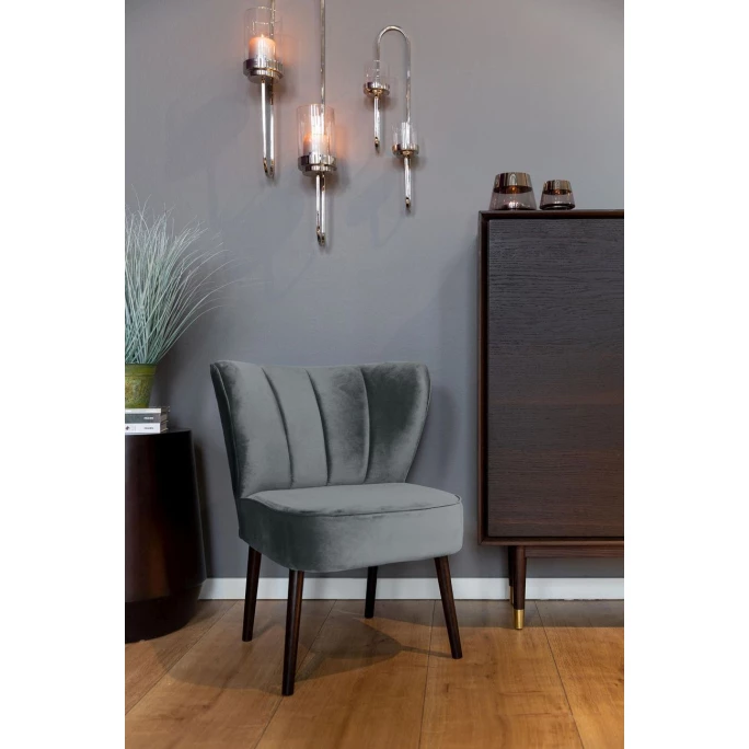 Fink Living BRADY Magic Velvet Polsterstuhl - B 67 Cm - H 76 Cm - T 67 Cm - Dunkelgrau – Bild 6