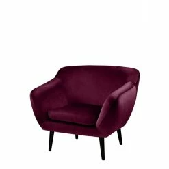 Fink Living AUDRY Velvet Sessel - B 97 Cm - H 83 Cm - T 81 Cm - Dunkel Rot