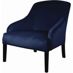 Fink Living COLIN Velvet Sessel - B 73 Cm - H 83 Cm - T 94 Cm - Dunkelblau