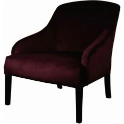 Fink Living COLIN Velvet Sessel - B 73 Cm - H 83 Cm - T 94 Cm - Dunkel Rot