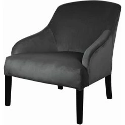 Fink Living COLIN Velvet Sessel - B 73 Cm - H 83 Cm - T 94 Cm - Grau