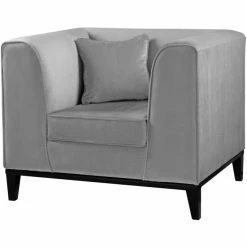 Fink Living MAXIM Magic Velvet Sessel - B 101 Cm - H 83 Cm - T 84 Cm - Hellgrau