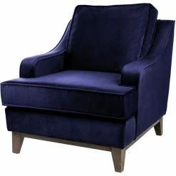 Fink Living STUART Velvet Sessel - B 84 Cm - H 94 Cm - T 100 Cm - Dunkelblau