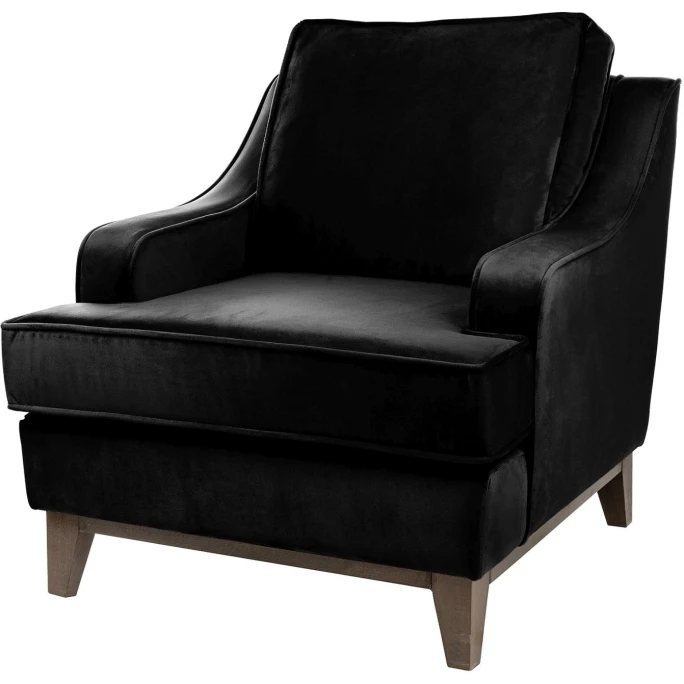 Fink Living STUART Velvet Sessel - B 84 Cm - H 94 Cm - T 100 Cm - Schwarz
