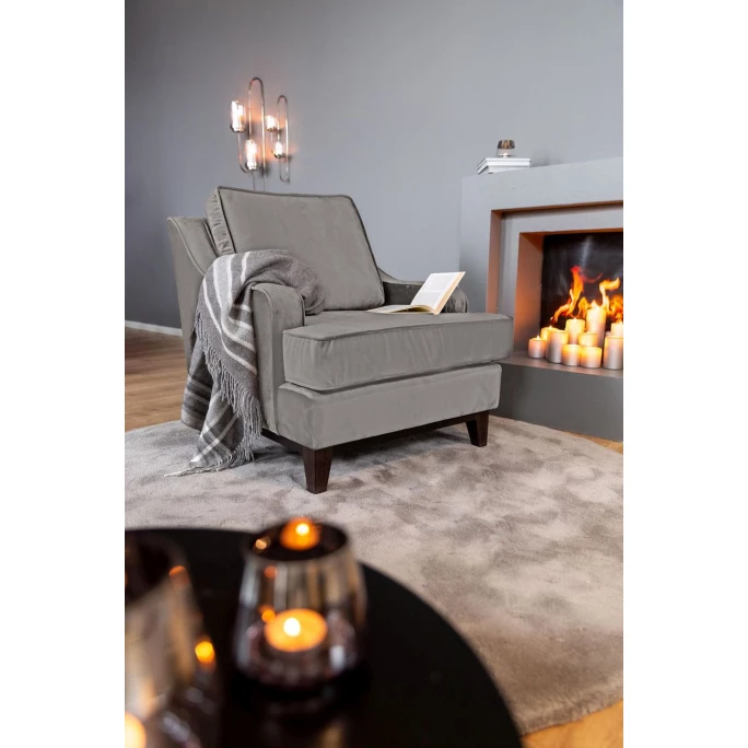 Fink Living STUART Magic Velvet Sessel - B 84 Cm - H 94 Cm - T 100 Cm - Hellgrau – Bild 6